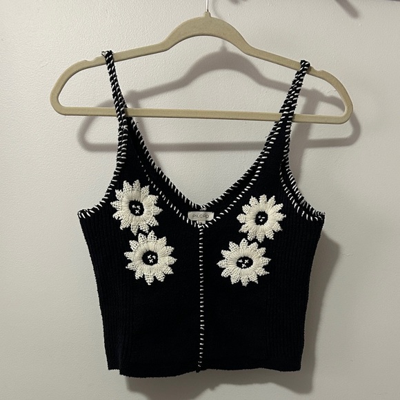 Pilcro Tops - Pilcro Black Camisole with Cream Floral Accents‎